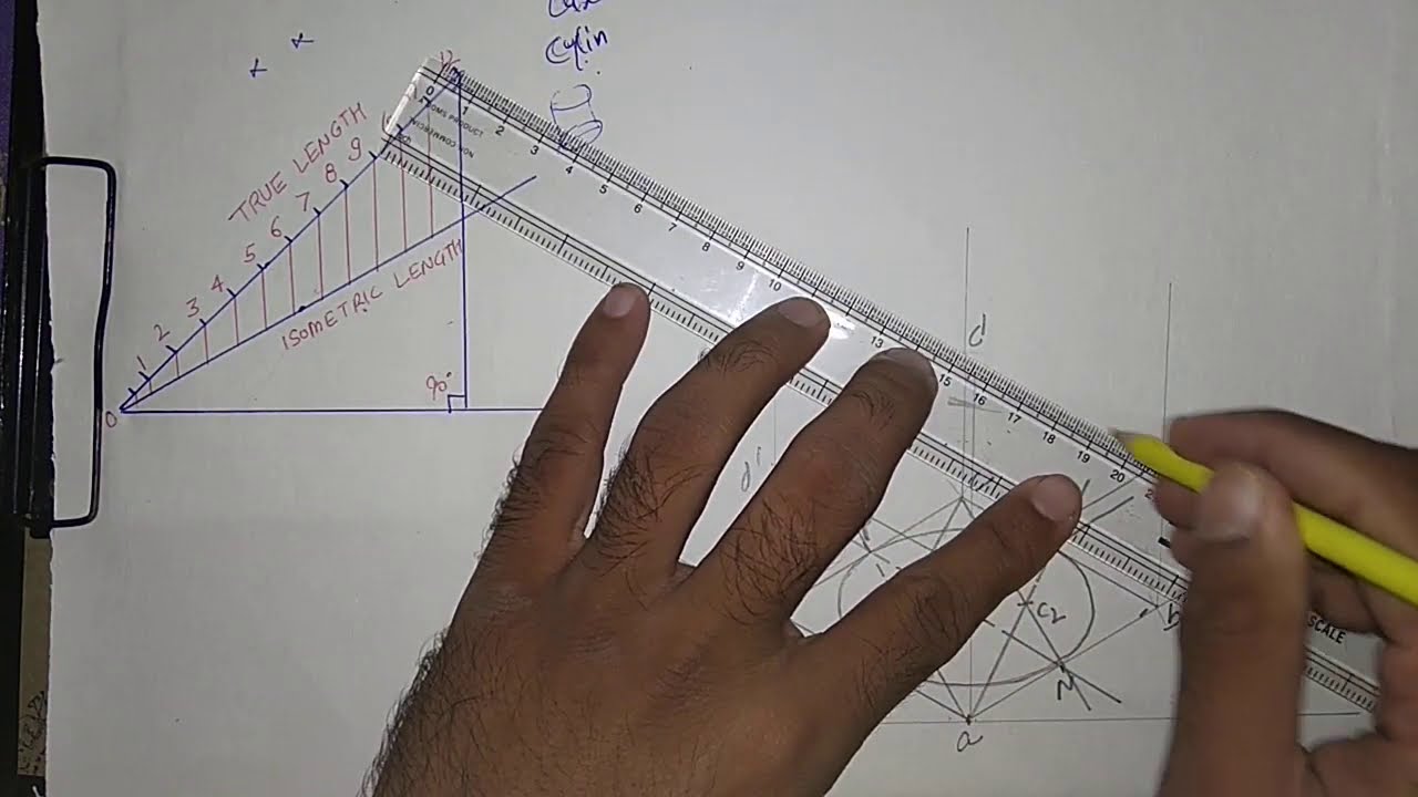 isometric projection of combination of solids of cube cylindrical slab and square pyramid